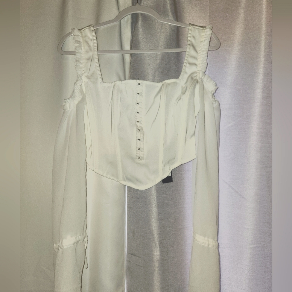Fashion Nova, size M, white corset crop top.